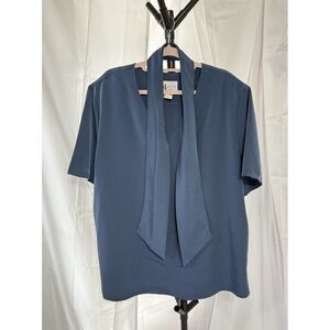 Maggie Sweet Women's Plus Size Vintage 2X Polyester Blouse Short Sleeves W/scarf